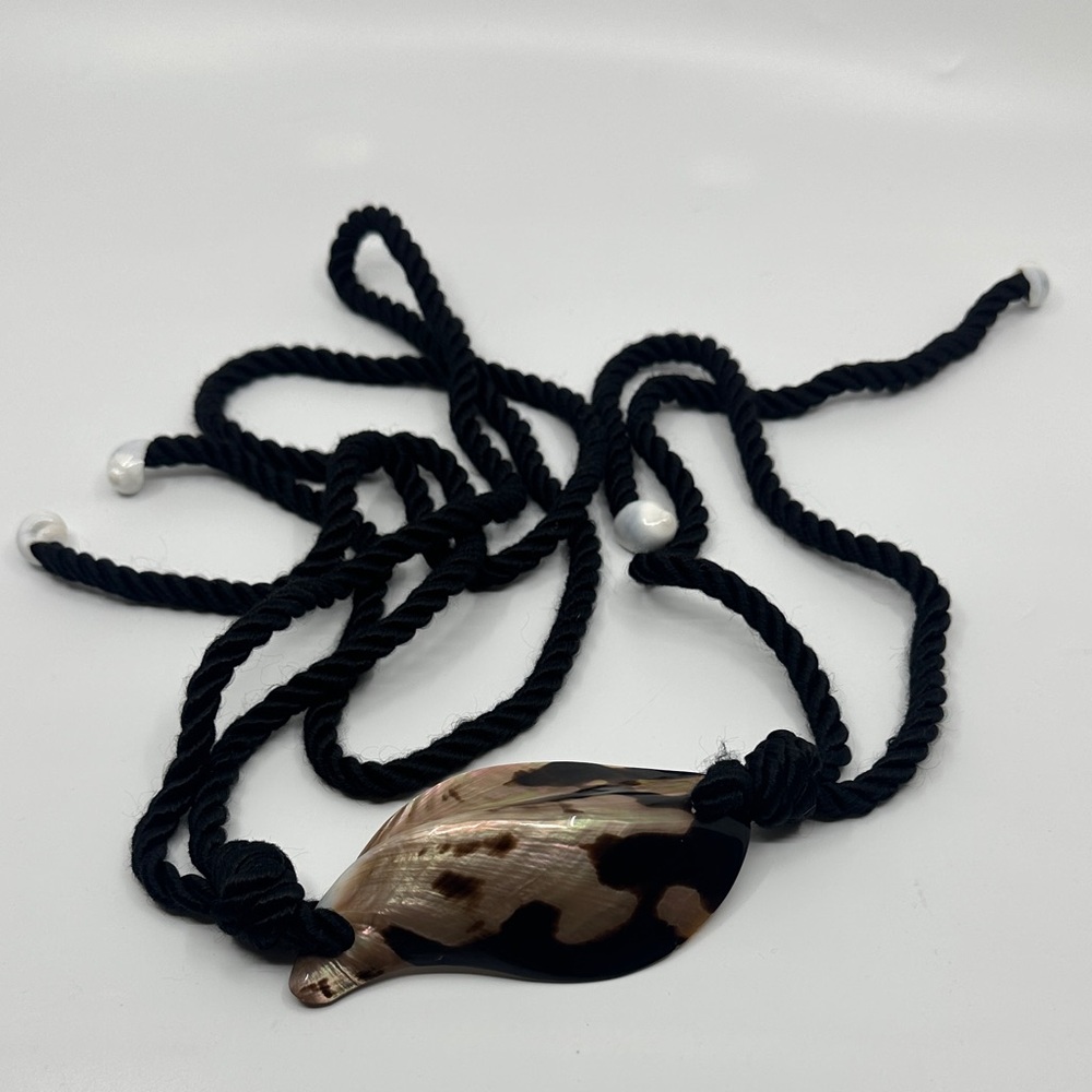 Unique Huge Shell Black & Tan Waist Rope Belt